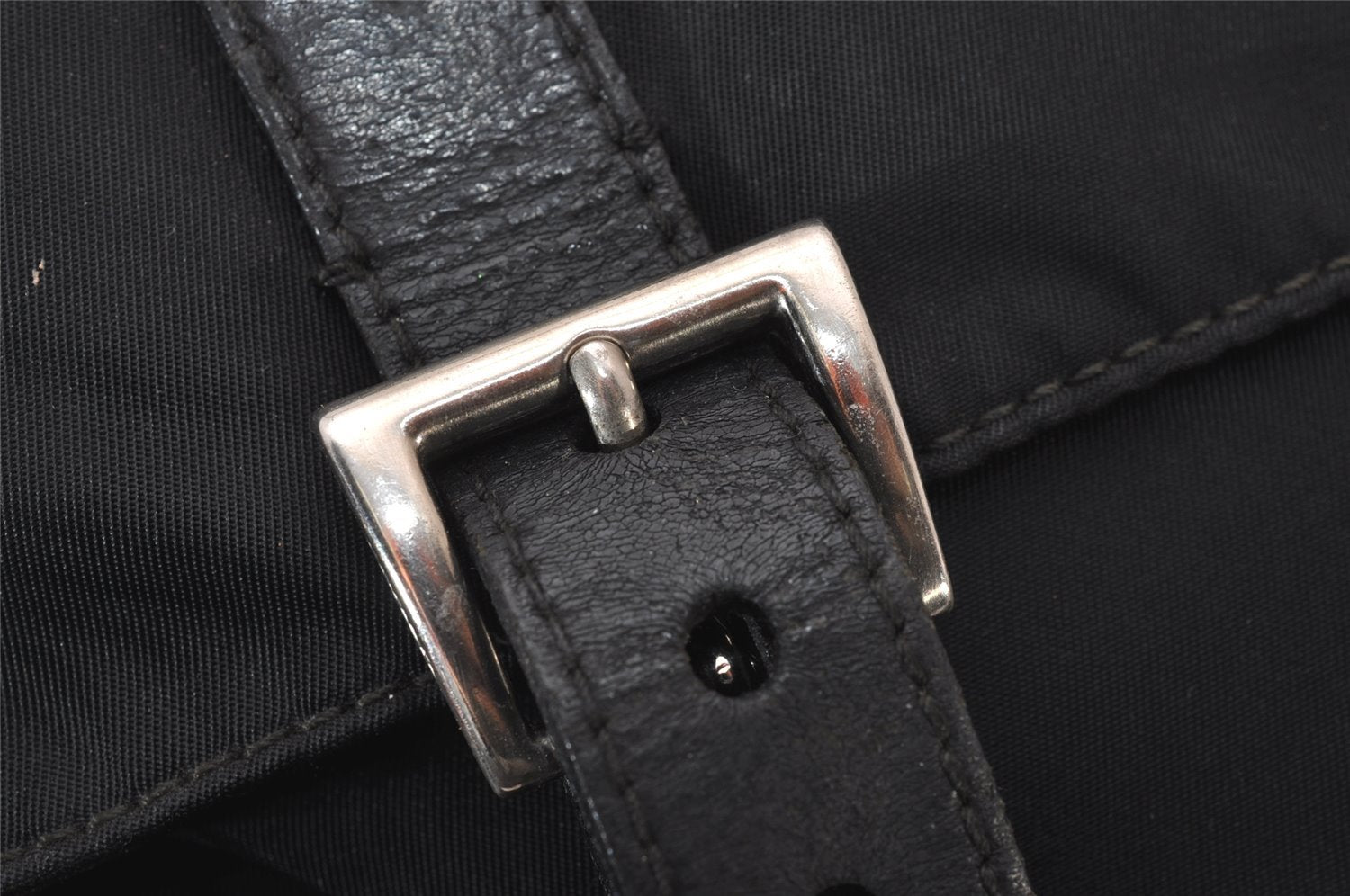 Authentic PRADA Nylon Tessuto Leather Shoulder Cross Body Bag Purse Black 8544I