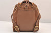 Authentic GUCCI Bamboo Drawstring Backpack Purse Suede Leather Brown 8544M