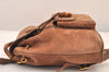 Authentic GUCCI Bamboo Drawstring Backpack Purse Suede Leather Brown 8544M
