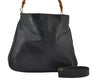 Authentic GUCCI Bamboo 2Way Shoulder Hand Bag Leather Navy Blue Junk 8545M