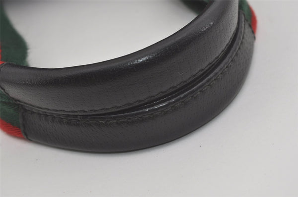 Authentic GUCCI Web Sherry Line Tote Bag GG Nylon Leather 131230 Black 8547I