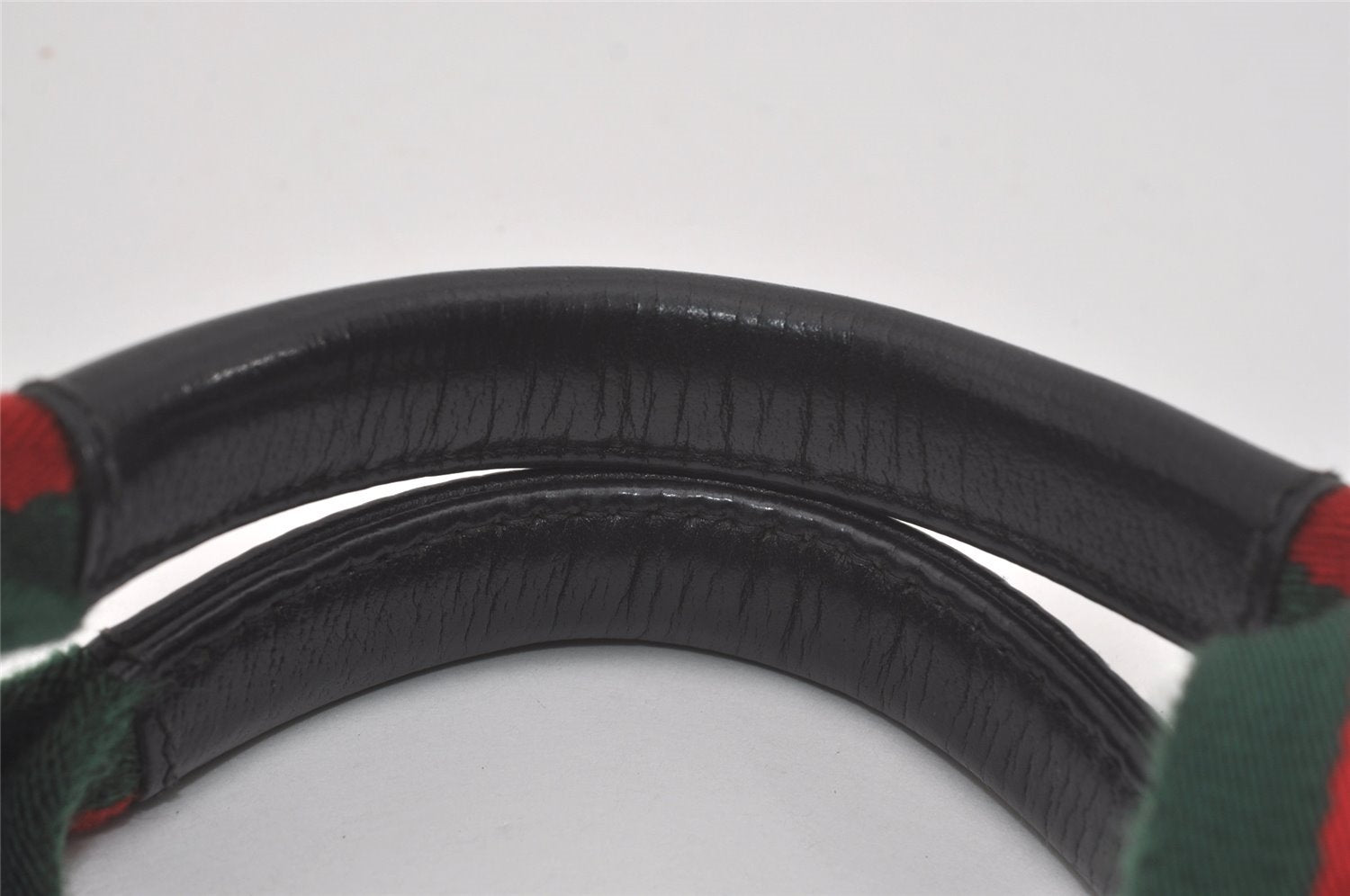 Authentic GUCCI Web Sherry Line Tote Bag GG Nylon Leather 131230 Black 8547I