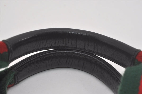 Authentic GUCCI Web Sherry Line Tote Bag GG Nylon Leather 131230 Black 8547I