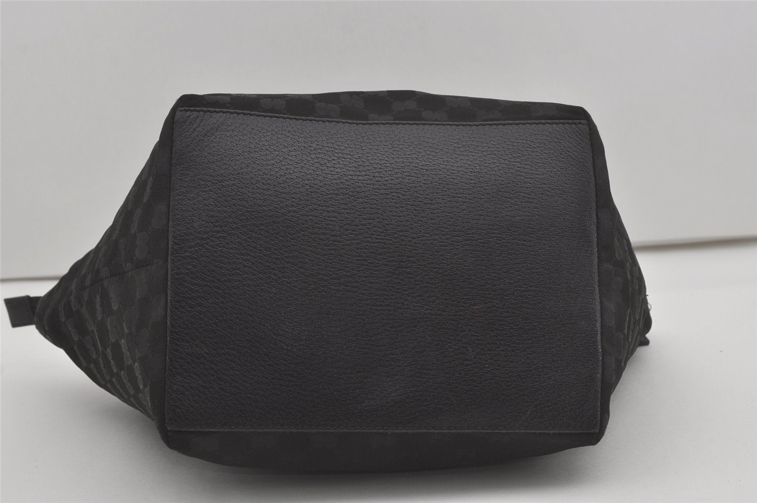 Authentic GUCCI Web Sherry Line Tote Bag GG Nylon Leather 131230 Black 8547I