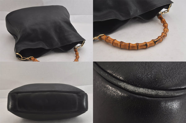 Authentic GUCCI Bamboo 2Way Shoulder Hand Bag Leather 0011577 Black Junk 8548M
