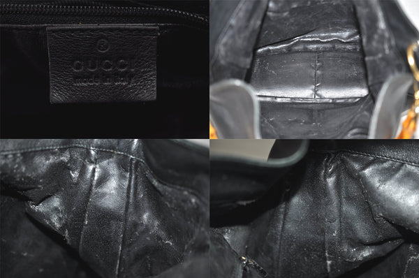 Authentic GUCCI Bamboo 2Way Shoulder Hand Bag Leather 0011577 Black Junk 8548M