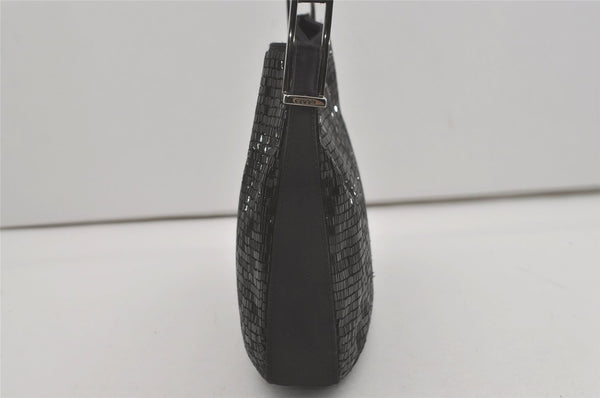 Authentic GUCCI Vintage Shoulder Hand Bag Purse Beads Leather Black 8549I