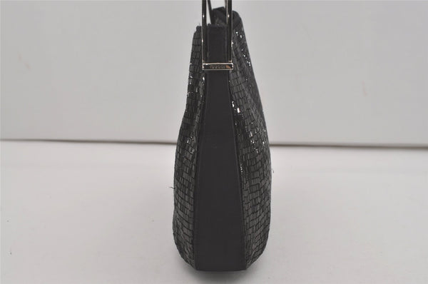 Authentic GUCCI Vintage Shoulder Hand Bag Purse Beads Leather Black 8549I