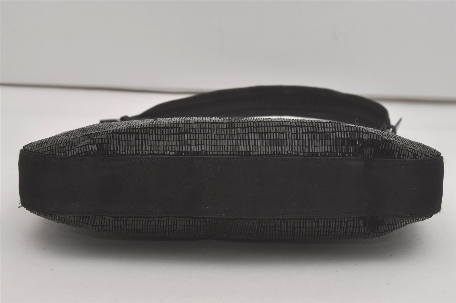 Authentic GUCCI Vintage Shoulder Hand Bag Purse Beads Leather Black 8549I