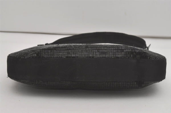 Authentic GUCCI Vintage Shoulder Hand Bag Purse Beads Leather Black 8549I