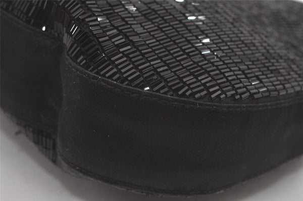 Authentic GUCCI Vintage Shoulder Hand Bag Purse Beads Leather Black 8549I