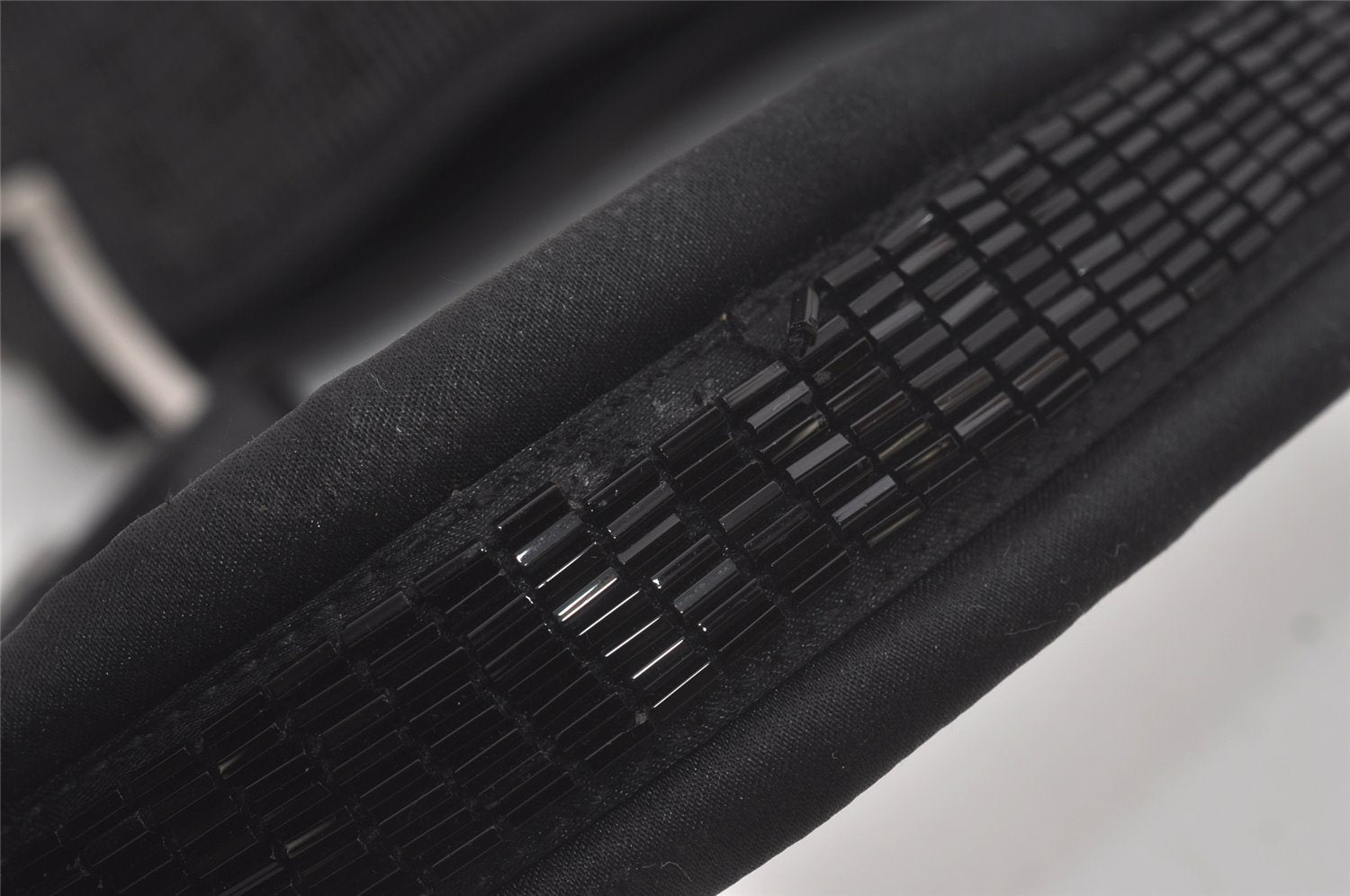 Authentic GUCCI Vintage Shoulder Hand Bag Purse Beads Leather Black 8549I