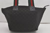 Authentic GUCCI Web Sherry Line Tote Bag GG Nylon Leather 131230 Black 8550I