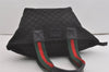 Authentic GUCCI Web Sherry Line Tote Bag GG Nylon Leather 131230 Black 8550I