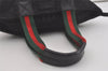 Authentic GUCCI Web Sherry Line Tote Bag GG Nylon Leather 131230 Black 8550I