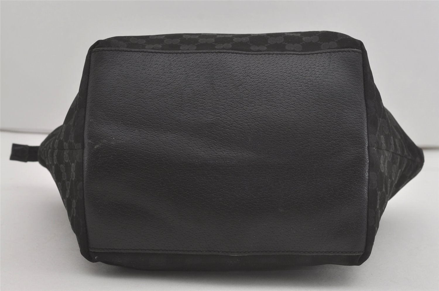 Authentic GUCCI Web Sherry Line Tote Bag GG Nylon Leather 131230 Black 8550I