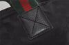 Authentic GUCCI Web Sherry Line Tote Bag GG Nylon Leather 131230 Black 8550I