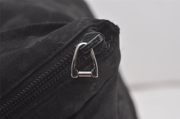 Authentic GUCCI Web Sherry Line Tote Bag GG Nylon Leather 131230 Black 8550I