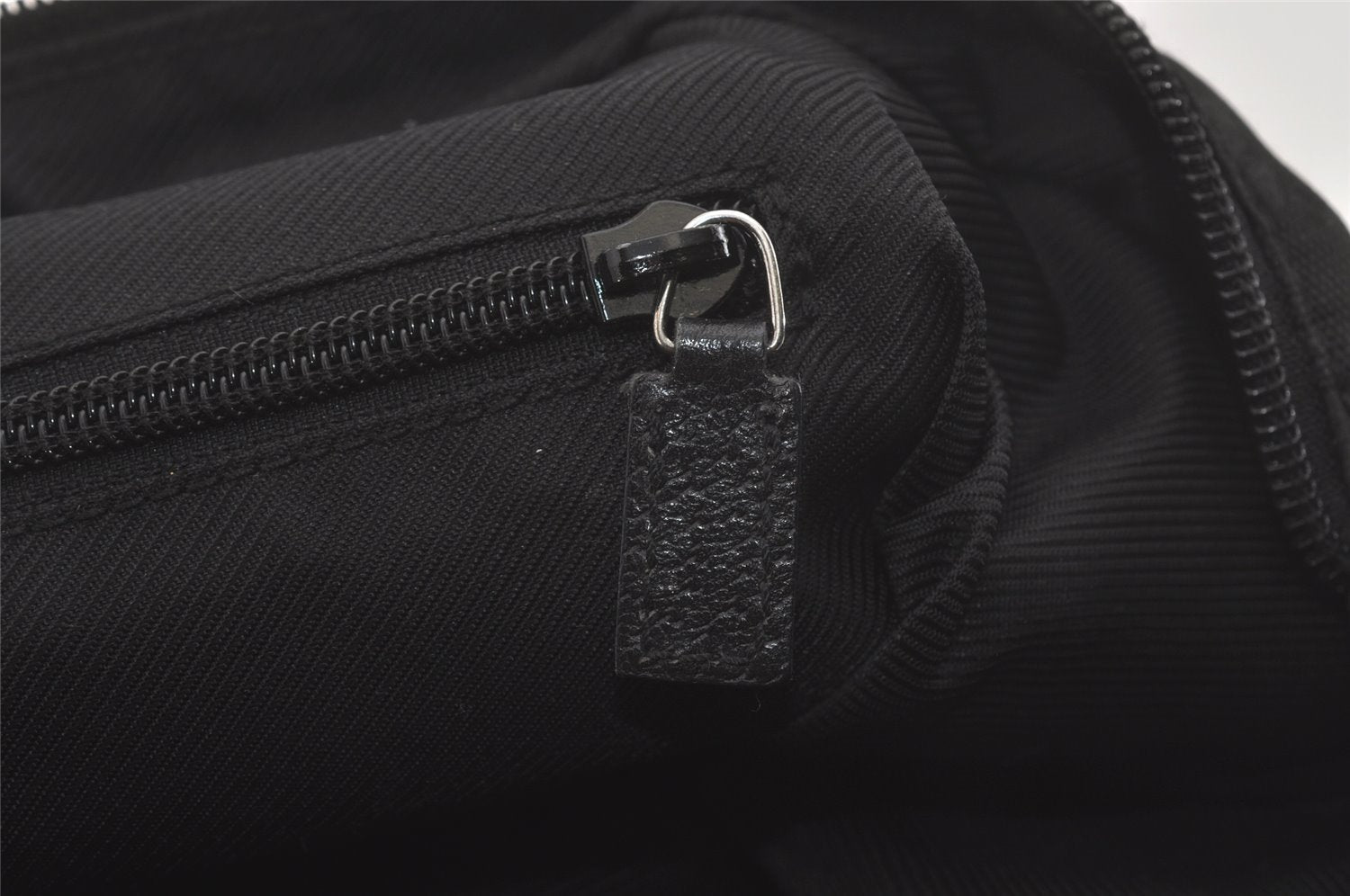 Authentic GUCCI Web Sherry Line Tote Bag GG Nylon Leather 131230 Black 8550I