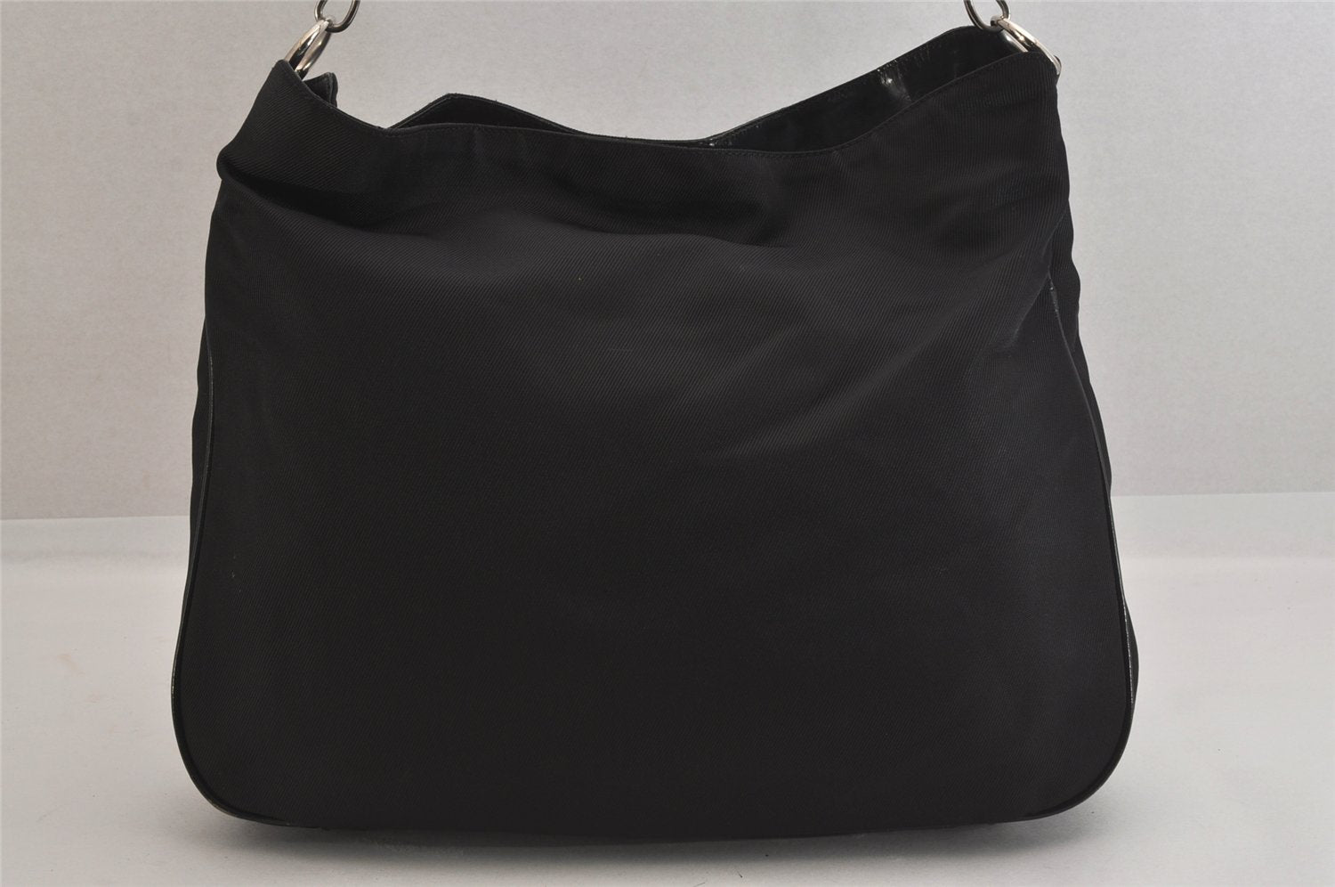 Authentic GUCCI Bamboo Vintage Shoulder Hand Bag Nylon Leather Black 8550M