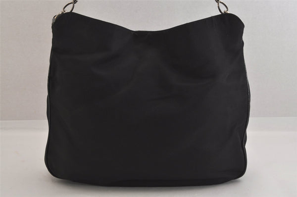 Authentic GUCCI Bamboo Vintage Shoulder Hand Bag Nylon Leather Black 8550M