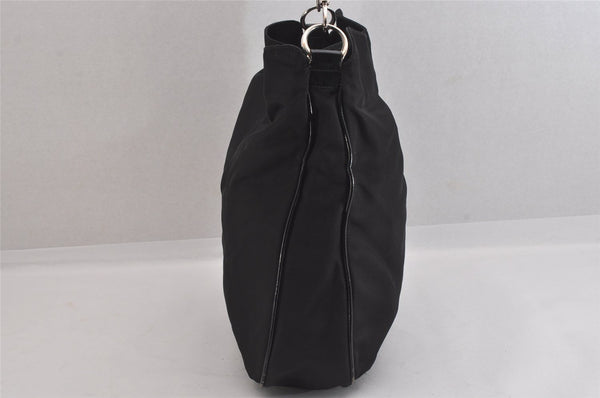 Authentic GUCCI Bamboo Vintage Shoulder Hand Bag Nylon Leather Black 8550M