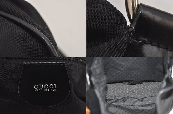 Authentic GUCCI Bamboo Vintage Shoulder Hand Bag Nylon Leather Black 8550M