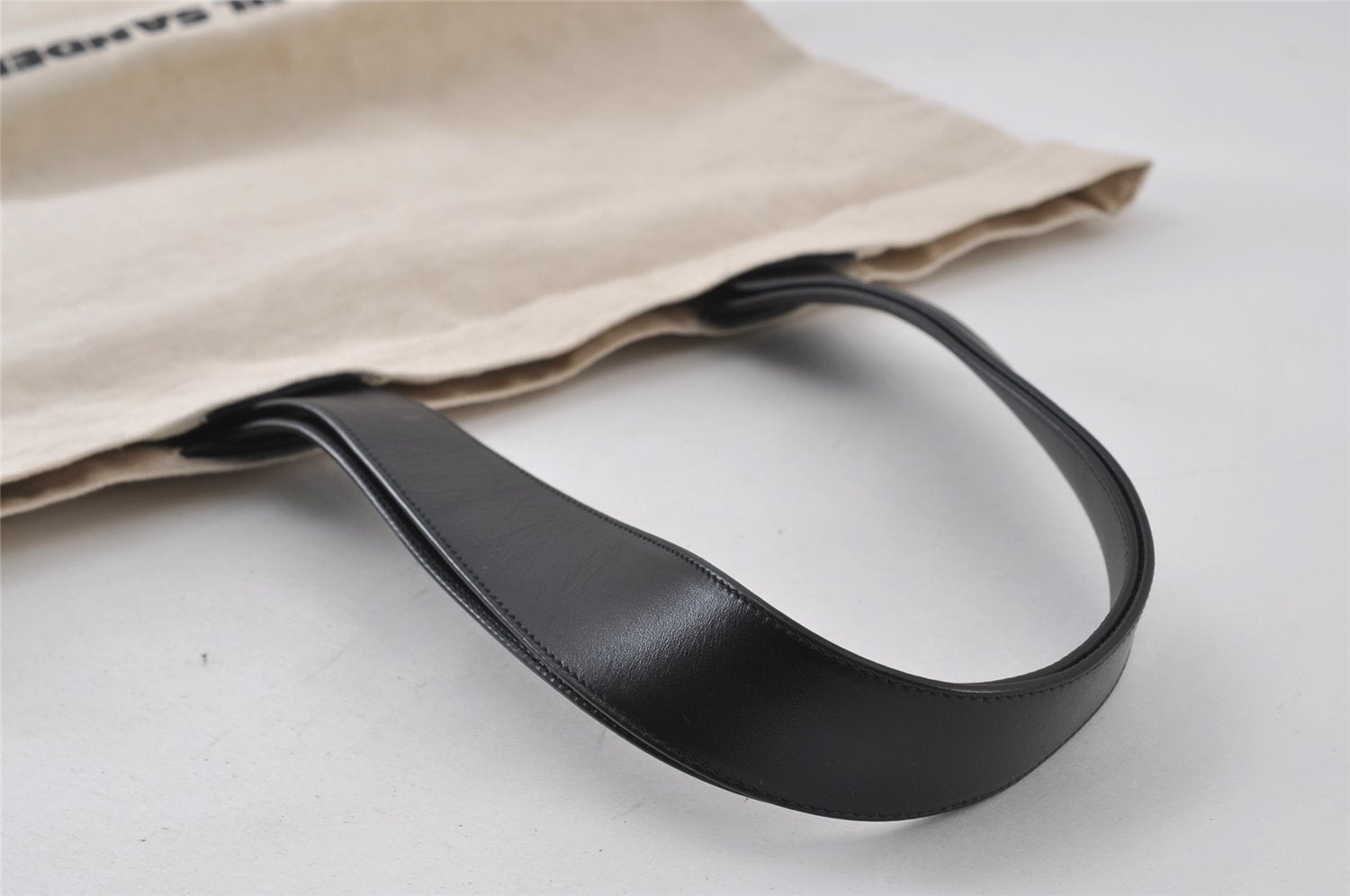 Authentic JIL SANDER Vintage Travel Shoulder Tote Bag Canvas Leather White 8551I