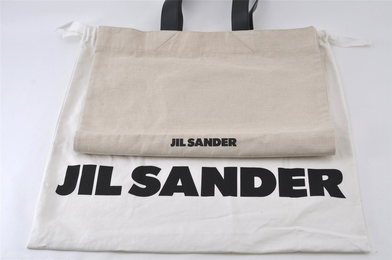 Authentic JIL SANDER Vintage Travel Shoulder Tote Bag Canvas Leather White 8551I