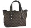 Authentic GUCCI Hand Tote Bag Purse GG Canvas Leather 257249 Brown Black 8552I