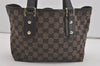 Authentic GUCCI Hand Tote Bag Purse GG Canvas Leather 257249 Brown Black 8552I