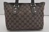 Authentic GUCCI Hand Tote Bag Purse GG Canvas Leather 257249 Brown Black 8552I