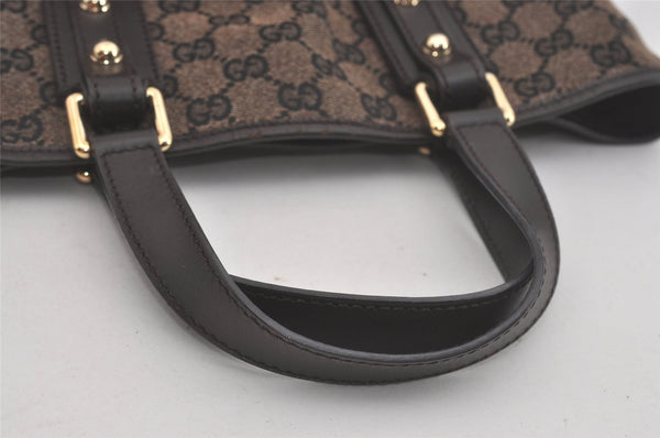 Authentic GUCCI Hand Tote Bag Purse GG Canvas Leather 257249 Brown Black 8552I