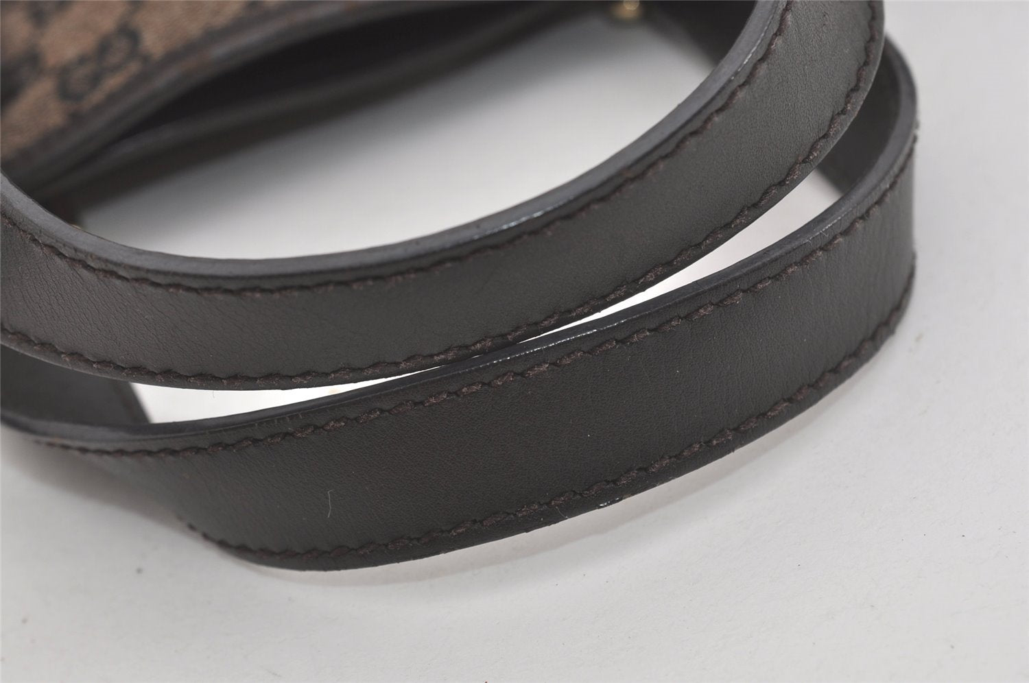 Authentic GUCCI Hand Tote Bag Purse GG Canvas Leather 257249 Brown Black 8552I