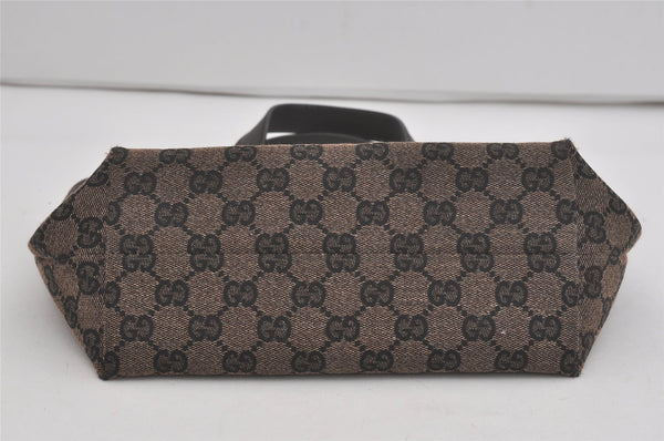 Authentic GUCCI Hand Tote Bag Purse GG Canvas Leather 257249 Brown Black 8552I