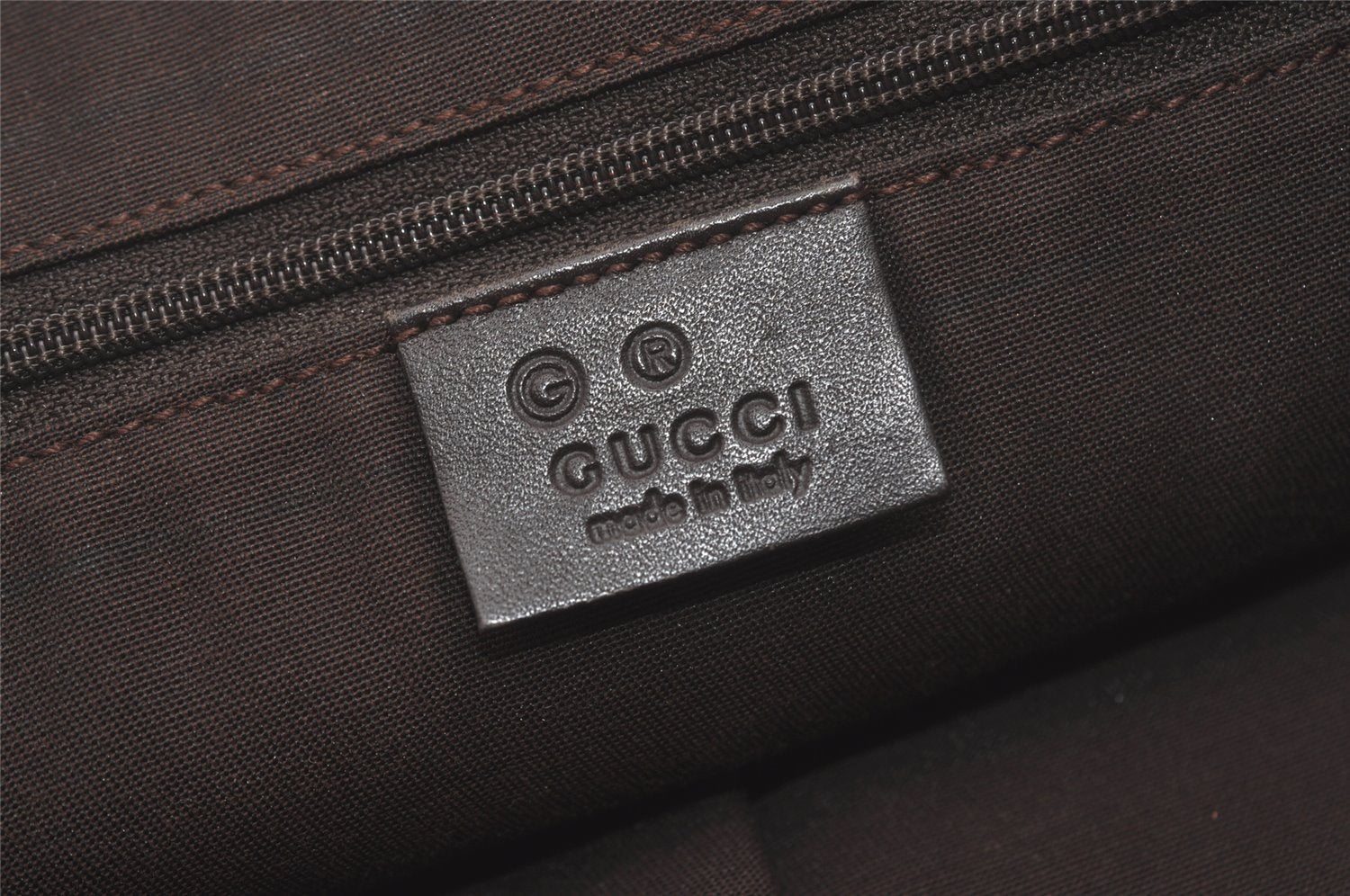 Authentic GUCCI Hand Tote Bag Purse GG Canvas Leather 257249 Brown Black 8552I