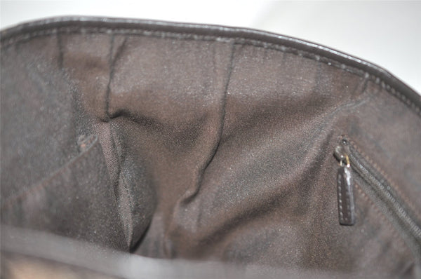 Authentic GUCCI Hand Tote Bag Purse GG Canvas Leather 257249 Brown Black 8552I