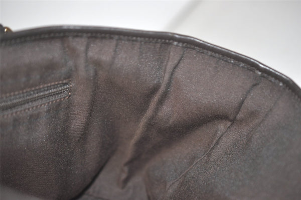 Authentic GUCCI Hand Tote Bag Purse GG Canvas Leather 257249 Brown Black 8552I