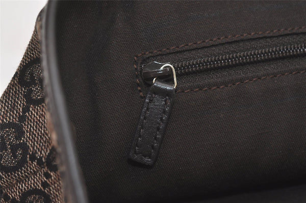 Authentic GUCCI Hand Tote Bag Purse GG Canvas Leather 257249 Brown Black 8552I