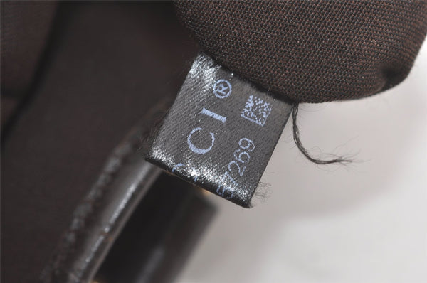 Authentic GUCCI Hand Tote Bag Purse GG Canvas Leather 257249 Brown Black 8552I