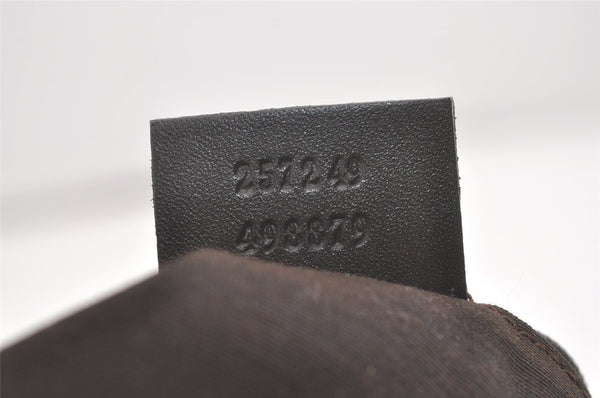 Authentic GUCCI Hand Tote Bag Purse GG Canvas Leather 257249 Brown Black 8552I