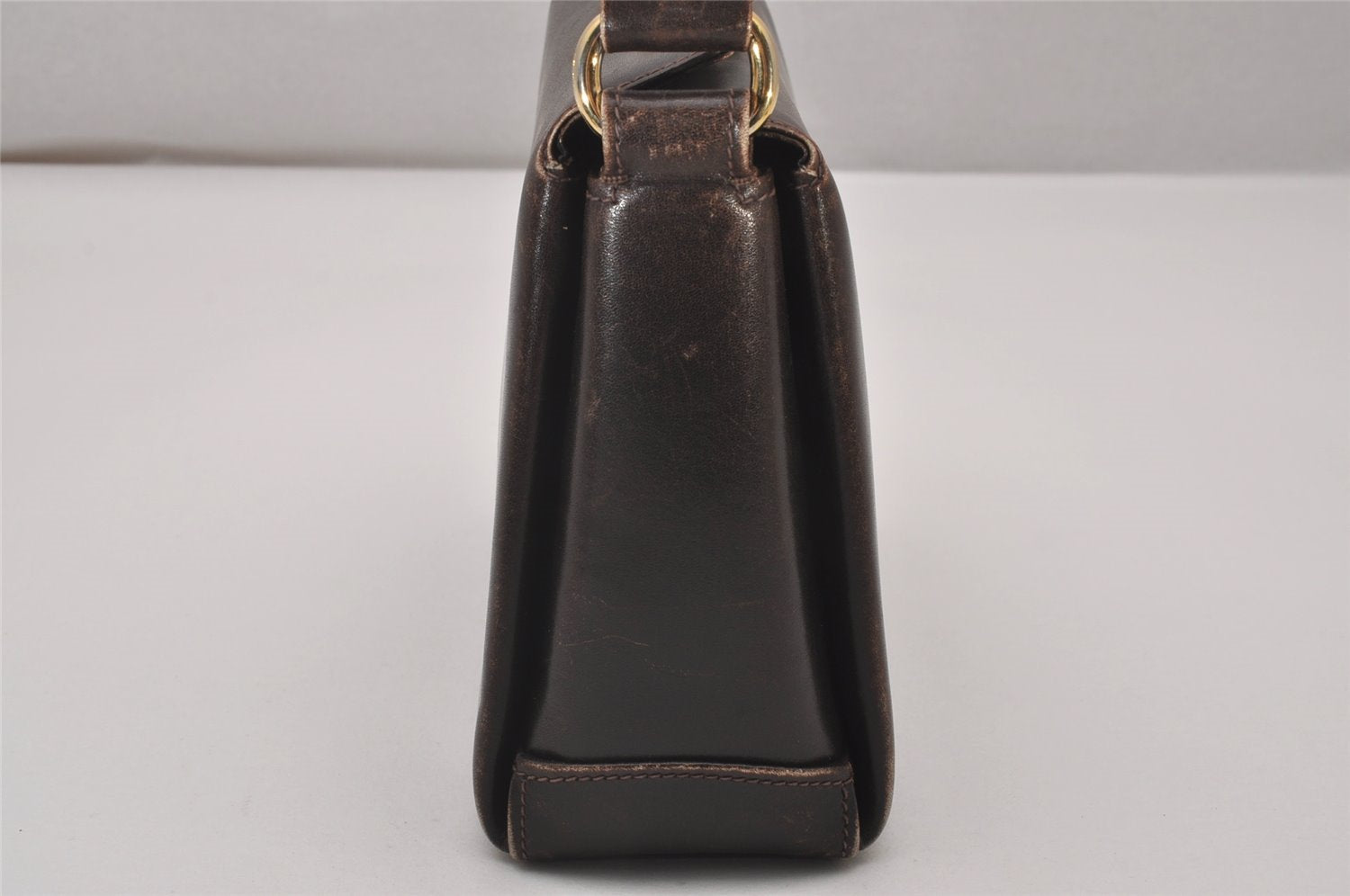 Authentic GUCCI Vintage Shoulder Hand Bag Purse Leather Brown 8553I