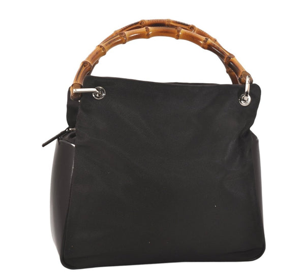 Authentic GUCCI Bamboo Vintage Hand Tote Bag Purse Nylon Leather Brown 8553M