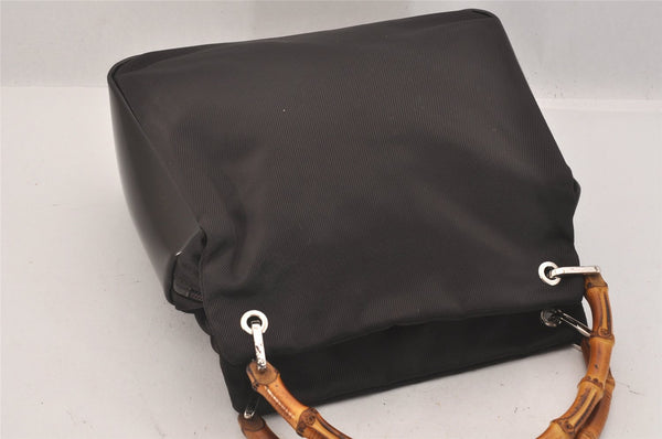 Authentic GUCCI Bamboo Vintage Hand Tote Bag Purse Nylon Leather Brown 8553M
