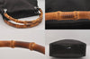 Authentic GUCCI Bamboo Vintage Hand Tote Bag Purse Nylon Leather Brown 8553M