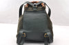 Authentic GUCCI Vintage Bamboo Backpack Purse Suede Leather Green 8554I