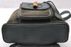 Authentic GUCCI Vintage Bamboo Backpack Purse Suede Leather Green 8554I