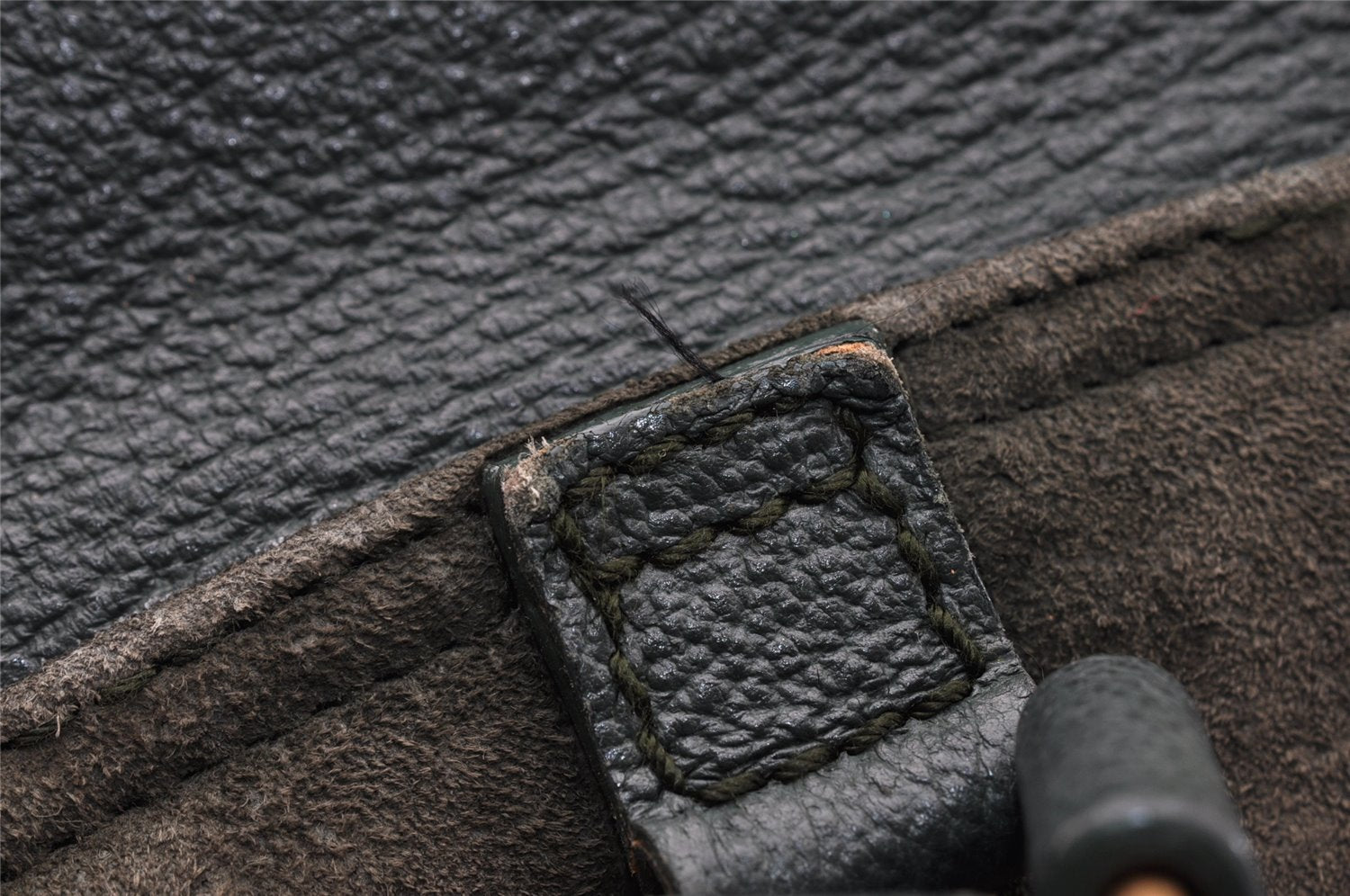 Authentic GUCCI Vintage Bamboo Backpack Purse Suede Leather Green 8554I