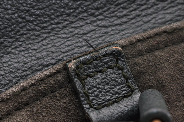 Authentic GUCCI Vintage Bamboo Backpack Purse Suede Leather Green 8554I