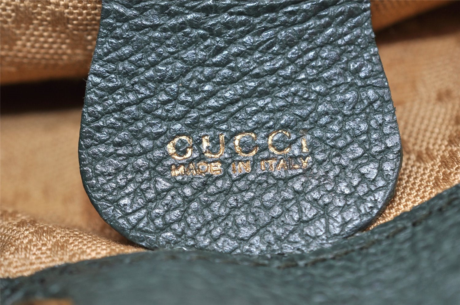 Authentic GUCCI Vintage Bamboo Backpack Purse Suede Leather Green 8554I